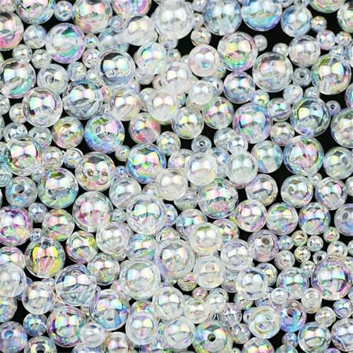 mm/8 mm/10 mm runde Acrylperlen zum Basteln – Zubehör zur Schmuckherstellung, für Halsketten, Armbänder, DIY-Zubehör (transparent weiß) – transparent weiß – 10 mm – 50 Stück von BSGUZ