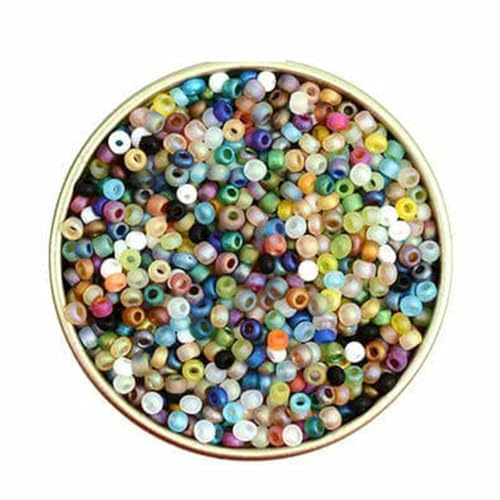 mm matte, plattierte, farbenfrohe tschechische Glasperlen zur Schmuckherstellung, Rocailles-Perlen, Charms, Rondelle-Abstandshalter, DIY-Bastelperlen, Bijoux-MH21-ca. 2200 Stück, 20 g von BSGUZ