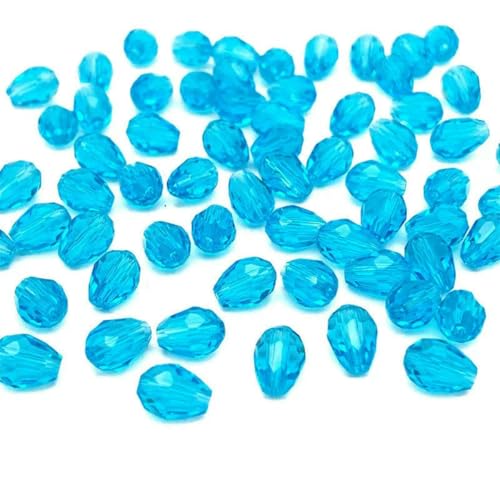 x 5 5 x 7 8 x 11 mm facettierte österreichische Wassertropfen-Kristallperlen zur Schmuckherstellung, Tropfen-Glasperlen, DIY-Armband, Ohrringzubehör, d21 Seeblau, 5 x 7 mm, ca. 66 Stück von BSGUZ