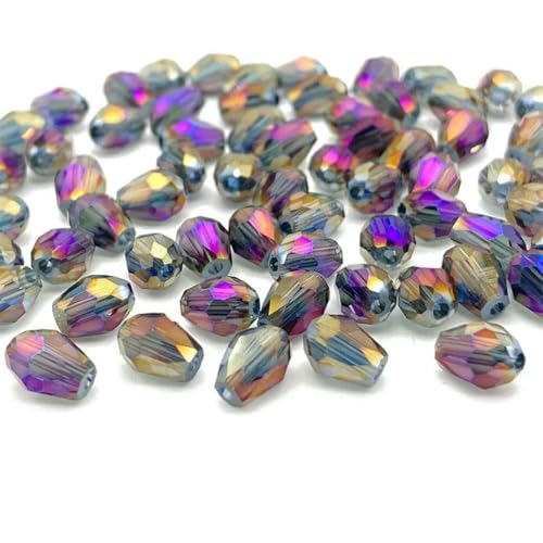 x 5 5 x 7 8 x 11 mm facettierte österreichische Wassertropfen-Kristallperlen zur Schmuckherstellung, Tropfen-Glasperlen, DIY-Armband, Ohrringzubehör, d32ab lila, 5 x 7 mm, ca. 66 Stück von BSGUZ