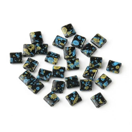 x 5 x 2 mm Naturstein, zwei Löcher, Farbe, Hämatit, Mineral, lose Abstandsperlen für die Schmuckherstellung, DIY-Ohrringe, Armbänder, Halsketten, Gelbblau, 5 x 5 x 2 mm, 75 Stück Perlen von BSGUZ