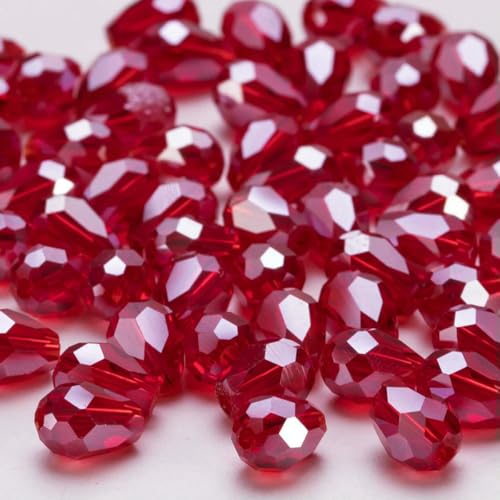 x 8 mm österreichische facettierte Tropfen-Glasperlen, AB-Farbe, Wassertropfen-Kristallperlen, lose Abstandsperlen zur Schmuckherstellung, DIY-Armband-ZKSD001-004-8 x 11 mm, 50–55 Stück x 8 mm österreichische facettierte Tropfen-Glasperlen, AB-Farbe, Wassertropfen-Kristallperlen, lose Abstandsperlen zur Schmuckherstellung, DIY-Armband-ZKSD001-004-8 x 11 mm, 50–55 Stück von BSGUZ