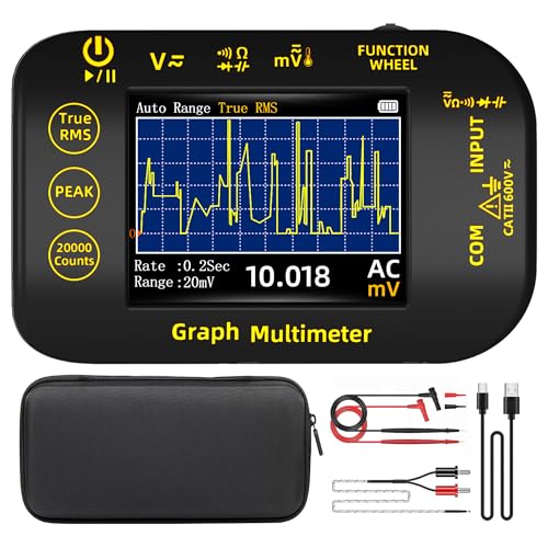 BSIDE Digital Multimeter Messgerät 20000 Zähler mit Aufzeichnungsmodus Taschenmultimeter TRMS Wiederaufladbar 1000V mit Farb-LCD und Standfuß, Spannung Millivolt AC Peak Kapazität Temperatur Messen von BSIDE