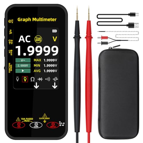 BSIDE S500 Digital Multimeter 20000 Counts Grafisches Multimeter TRMS 1000V 10A mit Auto-Rotate Farbdisplay, Taschenmultimeter für Strom Spannung Millivolt AC Peak Kapazität Temperatur Messen von BSIDE
