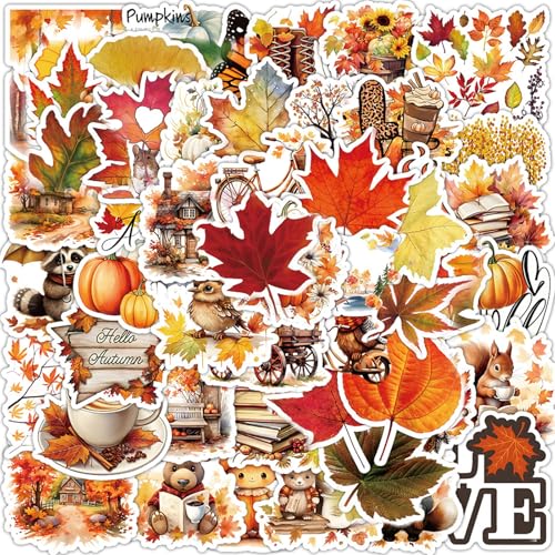 BSITSSS 100 Stück Herbst Scrapbook Stickers, Herbst Aufkleber Ahornblatt, Fall Waldtiere Scrapbooking Sticker Autumn Aesthetic für Umschlag Kalender Handbuch Notizbuch Tagebuch Fotoalbum DIY Deko von BSITSSS