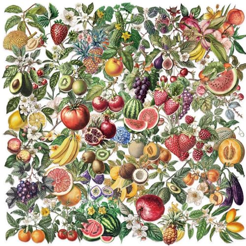 BSITSSS 100 Stück Obst Aufkleber, Tomaten Erdbeeren Gurken Scrapbook Stickers Aesthetic, Tropische Früchte Vintage Sticker für Scrapbook Wasserflaschen Laptops Party Gefallen Reisekoffer Journal von BSITSSS