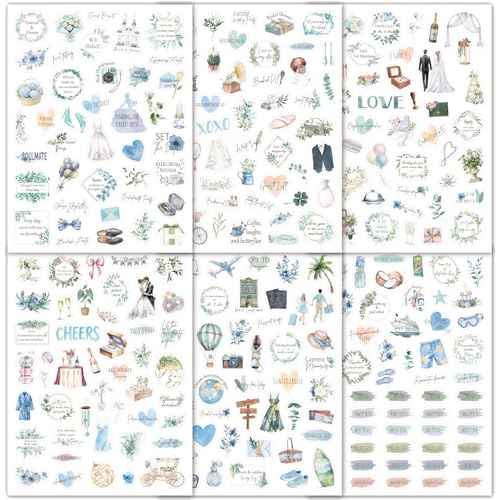 BSITSSS 12 Blatt Sticker Hochzeit Gästebuch, 546 Stück Aufkleber Hochzeit Fotoalbum, Hochzeitssticker Scrapbook Stickers für Bullet Journal Fotoalbum Brautparty polterabend Herzen Party BSITSSS 12 Blatt Sticker Hochzeit Gästebuch, 546 Stück Aufkleber Hochzeit Fotoalbum, Hochzeitssticker Scrapbook Stickers für Bullet Journal Fotoalbum Brautparty polterabend Herzen Party von BSITSSS