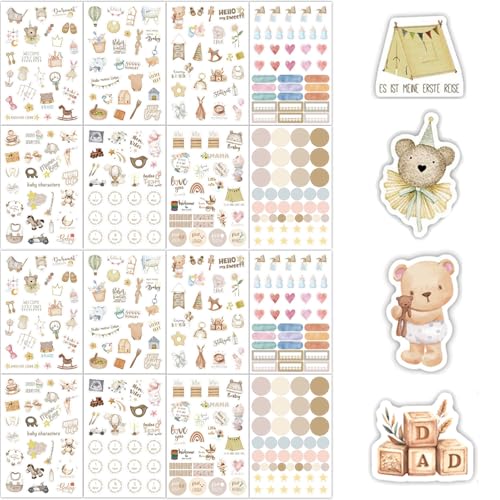 BSITSSS 16 Blatt Baby Shower Scrapbook Aufkleber, Scrapbooking Aufkleber, Baby Aufkleber für Scrapbooking Reisekoffer Laptop Planer Kalender Koffer Notizbücher Journal BSITSSS 16 Blatt Baby Shower Scrapbook Aufkleber, Scrapbooking Aufkleber, Baby Aufkleber für Scrapbooking Reisekoffer Laptop Planer Kalender Koffer Notizbücher Journal von BSITSSS