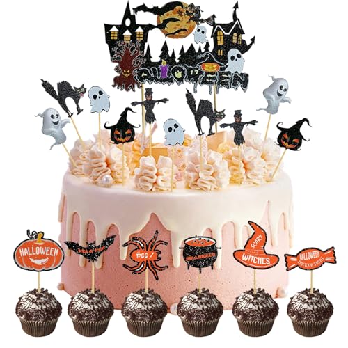 BSITSSS 17 Stück Halloween Tortendeko, Fledermaus Halloween Kuchendeko, Kürbis Halloween Kuchen Deko, Cupcake Topper Halloween Süßigkeiten, Halloween Cake Topper für Party Kuchen Geburtstage Dekor BSITSSS 17 Stück Halloween Tortendeko, Fledermaus Halloween Kuchendeko, Kürbis Halloween Kuchen Deko, Cupcake Topper Halloween Süßigkeiten, Halloween Cake Topper für Party Kuchen Geburtstage Dekor von BSITSSS