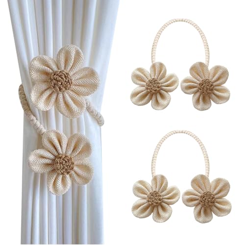 BSITSSS 2 Stück Vorhang Raffhalter, Blumen-Styling Raffhalter für Vorhänge, Niedlich Raffhalter für Gardinen, Boho Gardinenhalter, Vorhang Halter für Haus, Büro, Wohnzimmer, Fenster Dekoration Beige BSITSSS 2 Stück Vorhang Raffhalter, Blumen-Styling Raffhalter für Vorhänge, Niedlich Raffhalter für Gardinen, Boho Gardinenhalter, Vorhang Halter für Haus, Büro, Wohnzimmer, Fenster Dekoration Beige von BSITSSS