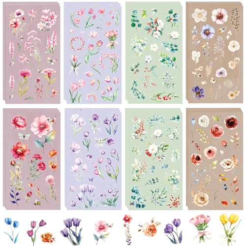 BSITSSS 24 Blätter Sticker Aesthetic, Vintage Aufkleber, Blume Sticker Set, Stickers für DIY Scrapbook Zubehör Fotoalbum Tagebuch Notizbuch Scrapbooking von BSITSSS