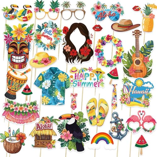 BSITSSS 30 Stücke Hawaii Foto Requisiten, Sommer Fotobox Accessoires, Lustige Fotobox Requisiten Fotoshooting Accessoires für Sommer Schwimmbad Tropical Hawaiian Tiki Geburtstag Party Deko BSITSSS 30 Stücke Hawaii Foto Requisiten, Sommer Fotobox Accessoires, Lustige Fotobox Requisiten Fotoshooting Accessoires für Sommer Schwimmbad Tropical Hawaiian Tiki Geburtstag Party Deko von BSITSSS