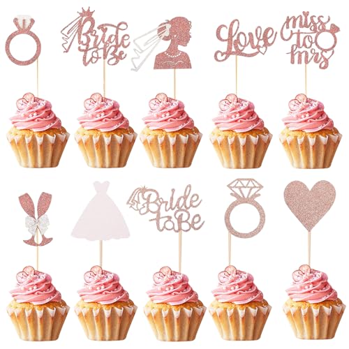 BSITSSS 36 Stück Bride Cupcake Topper, Cupcake Topper Hochzeit, Cupcake Dekoration Braut, Diamant Ring Herz Cupcake Topper, Glitzer Tortendeko für Brautdusche Junggesellinnenabschied Jubiläum BSITSSS 36 Stück Bride Cupcake Topper, Cupcake Topper Hochzeit, Cupcake Dekoration Braut, Diamant Ring Herz Cupcake Topper, Glitzer Tortendeko für Brautdusche Junggesellinnenabschied Jubiläum von BSITSSS
