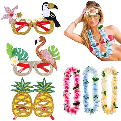 BSITSSS 6PCS Hawaii Party Deko, Beach Party Deko, 3PCS Blumenkette, 3PCS Blumenketten Hawaii, Hawaii Brille, Beach Party Accessoires für Kinder Erwachsene BSITSSS 6PCS Hawaii Party Deko, Beach Party Deko, 3PCS Blumenkette, 3PCS Blumenketten Hawaii, Hawaii Brille, Beach Party Accessoires für Kinder Erwachsene von BSITSSS