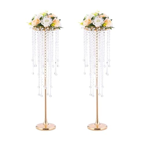 BSKJMMP Blumenständer für Hochzeiten, Metall, Tafelaufsatz, Vase, goldfarben, 100 cm hoch, für Tische, Dinnerpartys, Zeremonien, Geburtstagsdekoration, 2 Stück von BSKJMMP