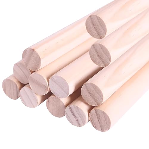 Holzdübelstäbe, 30,5 cm lang, für Bastelstäbe, unlackiertes Hartholz für Heimwerker, 12 Stück von BSKJMMP
