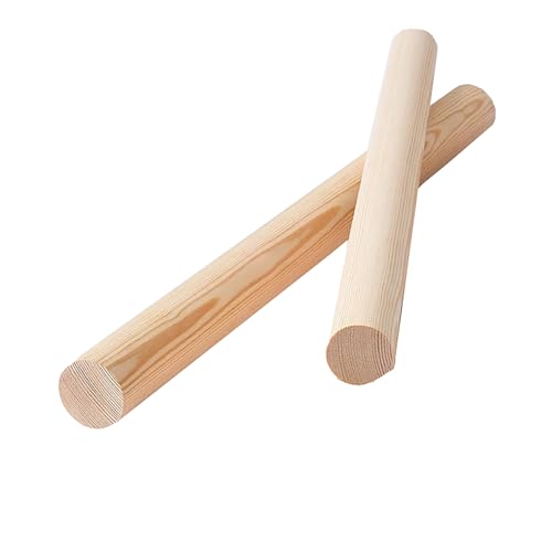 Holzstab, kleine Dübel zum Basteln, runde Stäbchen zum Basteln, unlackiertes Hartholz, Durchmesser 6 cm (50 cm, 2 Stück) von BSKJMMP