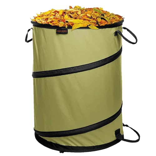 Laubsammelsack mit Griff, widerstandsfähig, 113 l, faltbarer Pop-Up-Gartenabfallbehälter, 420D Oxford-Grasschnitt, 46 x 70 cm von BSKJMMP