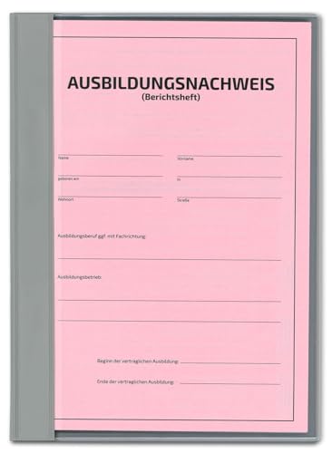 Set 1 - Ausbildungsnachweisblock für die praktische Berufsausbildung (kaufmännisch) mit PVC-Schnellhefter silbergrau und Deckblatt grün von BSN Spremberg