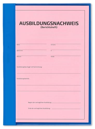 Set 2 - Ausbildungsnachweisblock für die praktische Berufsausbildung (kaufmännisch) mit PVC-Schnellhefter blau und Deckblatt blau von BSN Spremberg