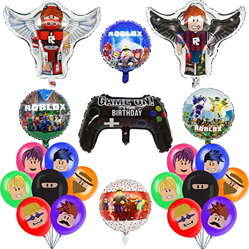 Roblox Motto Partyzubehör 21 Stück Spiel Geburtstagsdeko Set Videospiel Robot Party Supplies Helium Balloon Decorations von BSNRDX