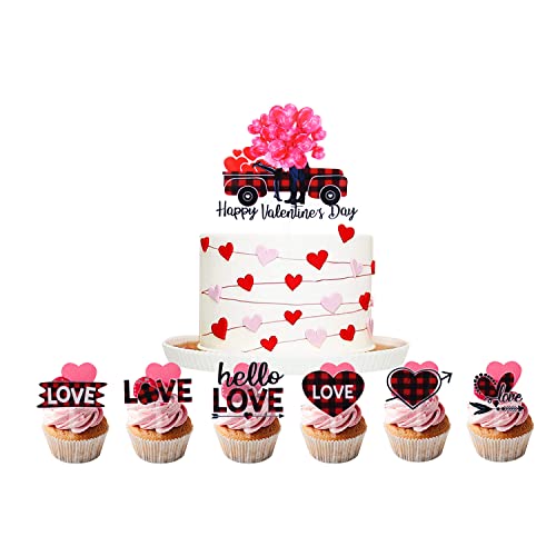 Valentine's Day Geburtstag Tortendeko, Valentine's Day Cupcake Toppers Happy Birthday Cake Deko, Muffin deko Geburtstag für Brautdusche Dessert Dekorieren Liebe Party Supplies von BSNRDX