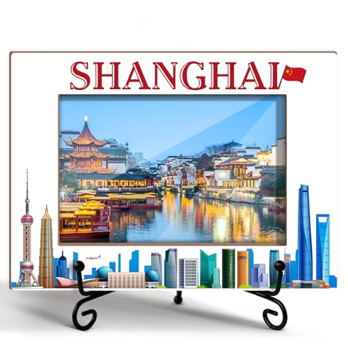 BSNZZIO Shanghai Reise-Bilderrahmen, Holz-Bilderrahmen mit Ständer, Shanghai-Geschenke, Urlaubsgeschenke für Freunde, Kollegen, Shanghai-Souvenirs, Heimbüro, Schreibtischdekoration, Tischdisplay BSNZZIO Shanghai Reise-Bilderrahmen, Holz-Bilderrahmen mit Ständer, Shanghai-Geschenke, Urlaubsgeschenke für Freunde, Kollegen, Shanghai-Souvenirs, Heimbüro, Schreibtischdekoration, Tischdisplay von BSNZZIO