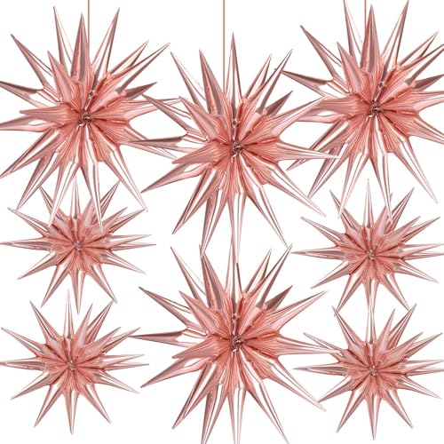 8 Stück Sternballons, riesige rotgoldene Explosionsstern-Aluminiumfolien-Spike-Ballons für Geburtstag, Junggesellinnenabschied, Brautparty, Hochzeit, Jubiläum, Verlobung, Party-Dekorationen von BSRESIN