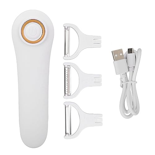 Elektrischer Sparschäler mit 3 Klingen, Kartoffelschäler USB Wiederaufladbar Obst- und Gemüseschäler Multifunktionaler Handschäler von BSTCAR