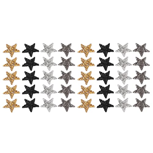 Stern-Bügelaufnäher 40 Stück dekorative Strasssteine Patches Star Stickerei Applique Patches für DIY Jeans, Kleidung, Tasche, Caps von BSTCAR