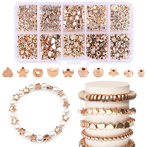 Buchstaben Perlen, 500 Stücke Metall Spacer Beads, Perlen Gold für Handgefertigten Schmuck, Ohrringe, Armbänder, Halsketten von BSTHP