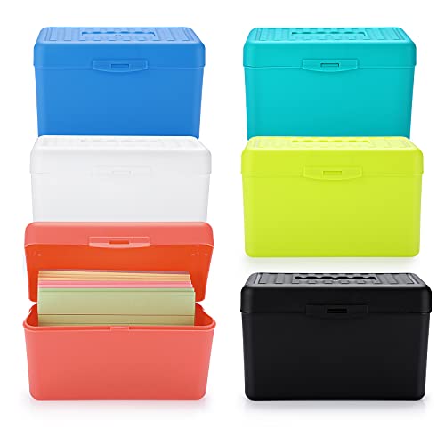 BSTKEY 6er-Set Kunststoff-Aufbewahrungsbox Organizer, multifunktionaler Karteikartenhalter Rezeptkartenbox Note Card Case, 6 Farben (3 x 5 Zoll) von BSTKEY