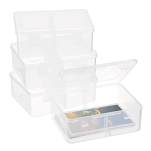 BSTKEY Foto-Aufbewahrungsboxen aus Kunststoff, transparent, 10,2 x 15,2 cm, für Fotos, Bastelarbeiten, Karteikarten, 4 Stück von BSTKEY