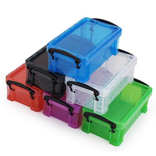 BSTKEY Set von 6 Farben durchsichtigen Aufbewahrungskoffern, Kunststoffboxen, Schreibwaren-Organizer, Schmuck-Aufbewahrungsboxen, Behälter, 0,28 l von BSTKEY