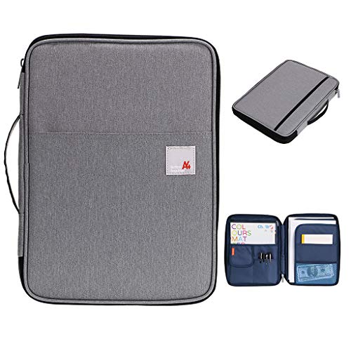 BSTKEY Multifunktionale A4 Dokumententaschen Portfolio-Organizer-Wasserdichte Reisetasche mit Reißverschluss für iPads, Notebooks, Stifte, Dokumente (grau) von BSTKEY