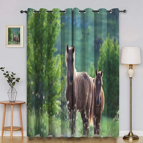 BSYYZQC Filialen Gardinen, Verdunklungsvorhänge Mongolisches Pferd Schallschutz Vorhang, Blickdicht Vorhänge mit Ösen, Vorhänge Wohnzimmer für Schlafzimmer Kinderzimmer 2er Set 175x140cm (HxB) von BSYYZQC