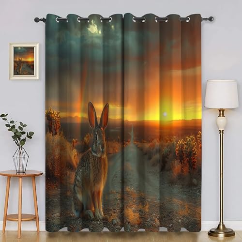 BSYYZQC Kaninchen Vorhänge, Fenstergardinen Sonnenlicht Outdoor Vorhang Wetterfest mit ösen, für Kinderschlafzimmerbadezimmerküchentür-Heimdekor 2er Set 245x140cm (HxB) von BSYYZQC