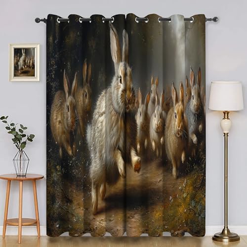 BSYYZQC Kaninchen Vorhänge, Fenstergardinen Sonnenlicht Outdoor Vorhang Wetterfest mit ösen, für Kinderschlafzimmerbadezimmerküchentür-Heimdekor 2er Set 245x140cm (HxB) von BSYYZQC