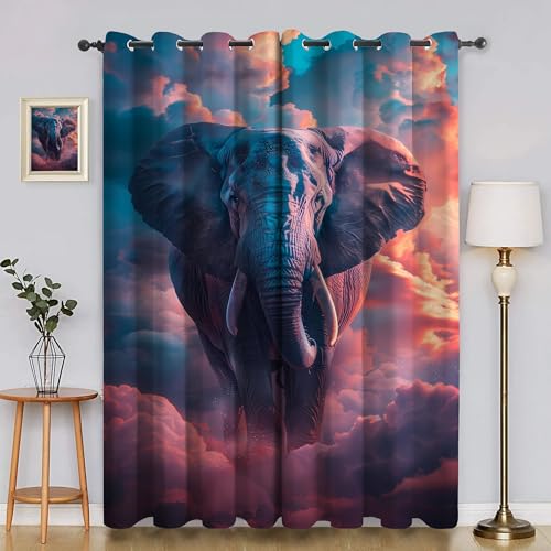 BSYYZQC Mond Verdunkelungsvorhang, Vorhang Blickdicht Wolken Vorhänge mit Ösen, Gardinen Verdunklungsvorhänge für Wohnzimmer Schlafzimmer Kinderzimmer 2er Set 145x140cm (HxB) von BSYYZQC