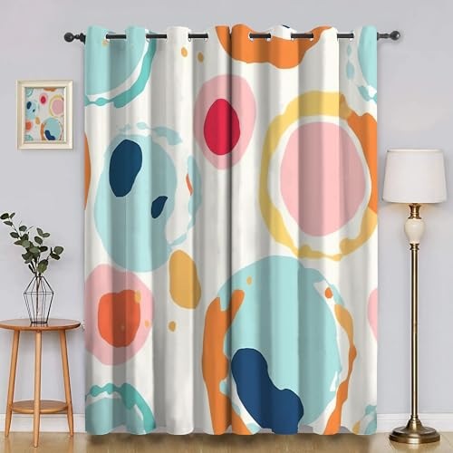 BSYYZQC Punkt Verdunkelungsvorhang, Vorhang Blickdicht Nordischer Stil Vorhänge mit Ösen, Gardinen Verdunklungsvorhänge für Wohnzimmer Schlafzimmer Kinderzimmer 2er Set 145x140cm (HxB) von BSYYZQC