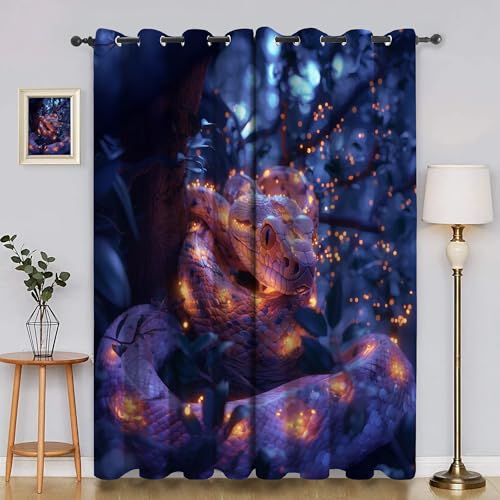 BSYYZQC Python Verdunkelungsvorhang, Vorhang Blickdicht Sternenlicht Vorhänge mit Ösen, Gardinen Verdunklungsvorhänge für Wohnzimmer Schlafzimmer Kinderzimmer 2er Set 145x140cm (HxB) von BSYYZQC