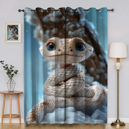 BSYYZQC Schlange Verdunkelungsvorhang, Vorhang Blickdicht Karikatur Vorhänge mit Ösen, Gardinen Verdunklungsvorhänge für Wohnzimmer Schlafzimmer Kinderzimmer 2er Set 145x140cm (HxB) von BSYYZQC
