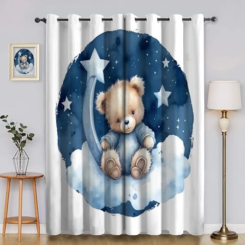 BSYYZQC Tragen Verdunkelungsvorhang, Vorhang Blickdicht Stern Vorhänge mit Ösen, Gardinen Verdunklungsvorhänge für Wohnzimmer Schlafzimmer Kinderzimmer 2er Set 145x140cm (HxB) von BSYYZQC