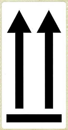 BT-Label 500 Warnaufkleber 10,2 x 4,8 cm Doppelpfeil selbstklebende Warnetiketten Pfeile Symbol hier oben Aufkleber Versandaufkleber Etiketten gut sichtbar von BT-Label