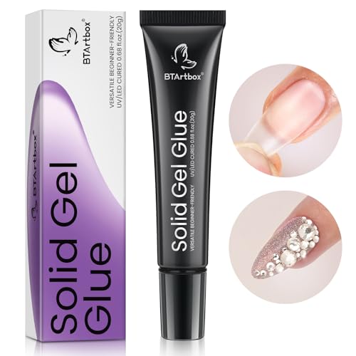 BTArtbox Nagelkleber für Kunstnägel Extra Stark Nagelspitzen Tips 20g Gel Solid Nail Glue UV Gel Kleber Nägel für Gelnägel, 4 in 1 Gel Glue Nails für Tips von BTArtbox