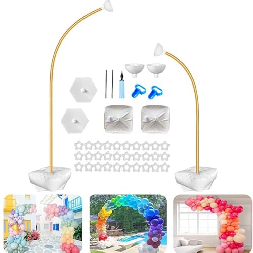 BTBHIHO Verstellbarer Ballonbogen Rahmen Kit, Gold Biegbarer PVC-Ballonständer mit sechseckiger Basis, flexibler Ballonbogen für Geburtstag, Hochzeit, Babyparty, Abschlussfeier Party Dekorationen BTBHIHO Verstellbarer Ballonbogen Rahmen Kit, Gold Biegbarer PVC-Ballonständer mit sechseckiger Basis, flexibler Ballonbogen für Geburtstag, Hochzeit, Babyparty, Abschlussfeier Party Dekorationen von BTBHIHO