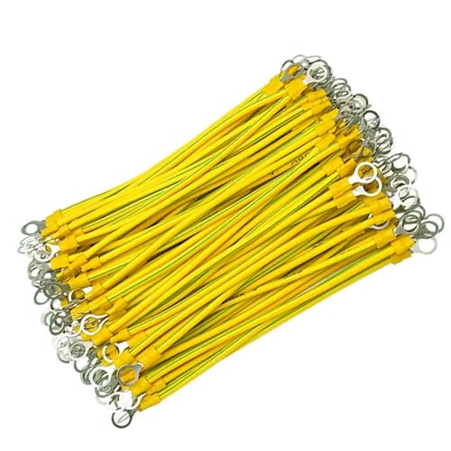 Erdungskabel, Länge 10–50 cm, 100 Stück, flexibles Kupfer-Solar-Erdungsbandkabel, Solar-Photovoltaik-Erdungskabel mit Klemmen 10 AWG 12 AWG 14 AWG, Öffnung 5 mm(10 AWG,10cm) von BTBTB