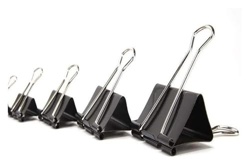 Foldback-Clips, Binder-Clips, Büroklammern, Bulldog-Clips, Scharnier-Clip aus Metall, schwarzer Ordner for Fotos, Home-Office-Zubehör(19mm*40pcs) von BTBTB
