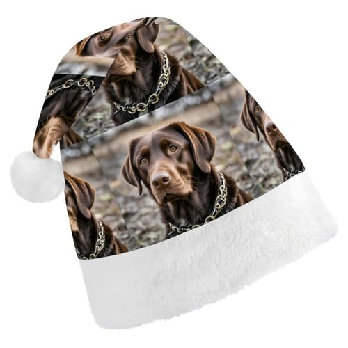 BTCOWZRV Braune Labrador Retriever Weihnachtsmütze, Uni, Samt, Weihnachtsmannmütze, Weihnachtsmütze für Erwachsene, Neujahr, Party, Kopfbedeckung BTCOWZRV Braune Labrador Retriever Weihnachtsmütze, Uni, Samt, Weihnachtsmannmütze, Weihnachtsmütze für Erwachsene, Neujahr, Party, Kopfbedeckung von BTCOWZRV
