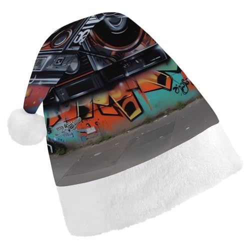 BTCOWZRV Graffiti Hip Hop Weihnachtsmütze, Uni, Samt, Weihnachtsmannmütze, Weihnachtsmütze für Erwachsene, Neujahr, Party, Kopfbedeckung BTCOWZRV Graffiti Hip Hop Weihnachtsmütze, Uni, Samt, Weihnachtsmannmütze, Weihnachtsmütze für Erwachsene, Neujahr, Party, Kopfbedeckung von BTCOWZRV